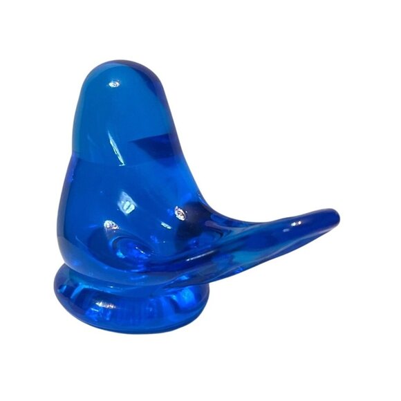 Vtg  '95 Blue Bird Of Happiness Leo Ward Hand-Blown Glass Figurine Signed - Picture 2 of 5